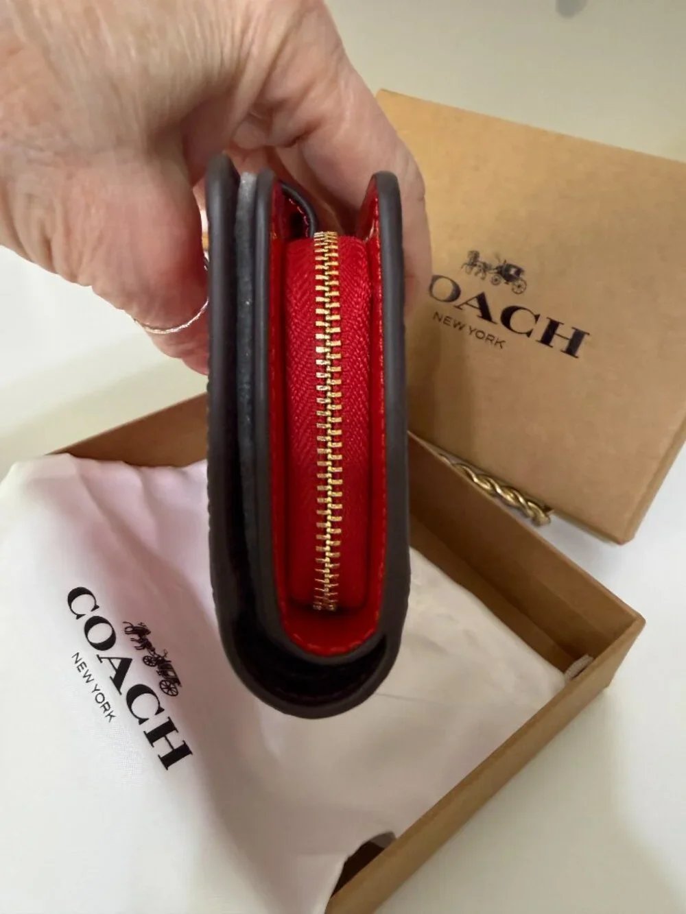 Coach Nina Wallet In Signature Glossy Red Patent Leather